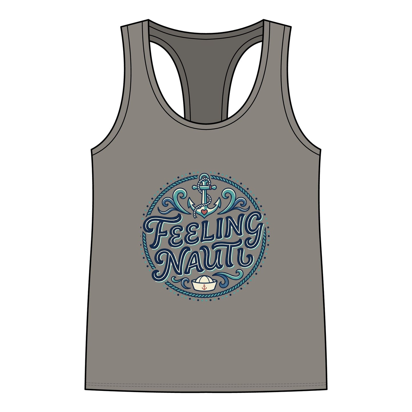 Feeling Nauty Racerback Tank - Women's Nautical Anchor Beach Tank Top