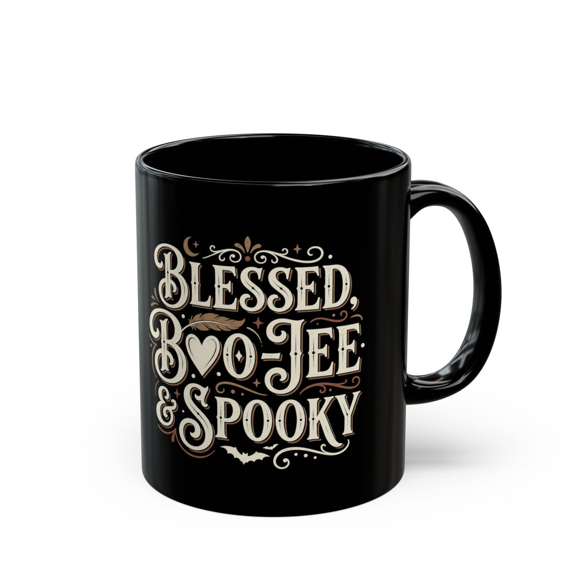 Blessed, Boo-jee & Spooky Black Mug — Halloween Gothic Coffee Cup (11oz & 15oz)