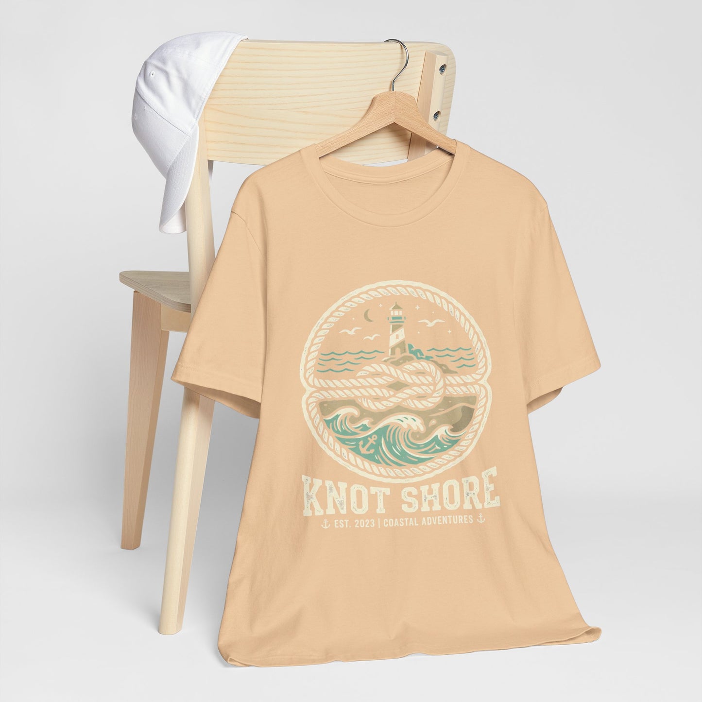 Knot Shore lighthouse rope waves T-Shirt | Coastal graphic tee