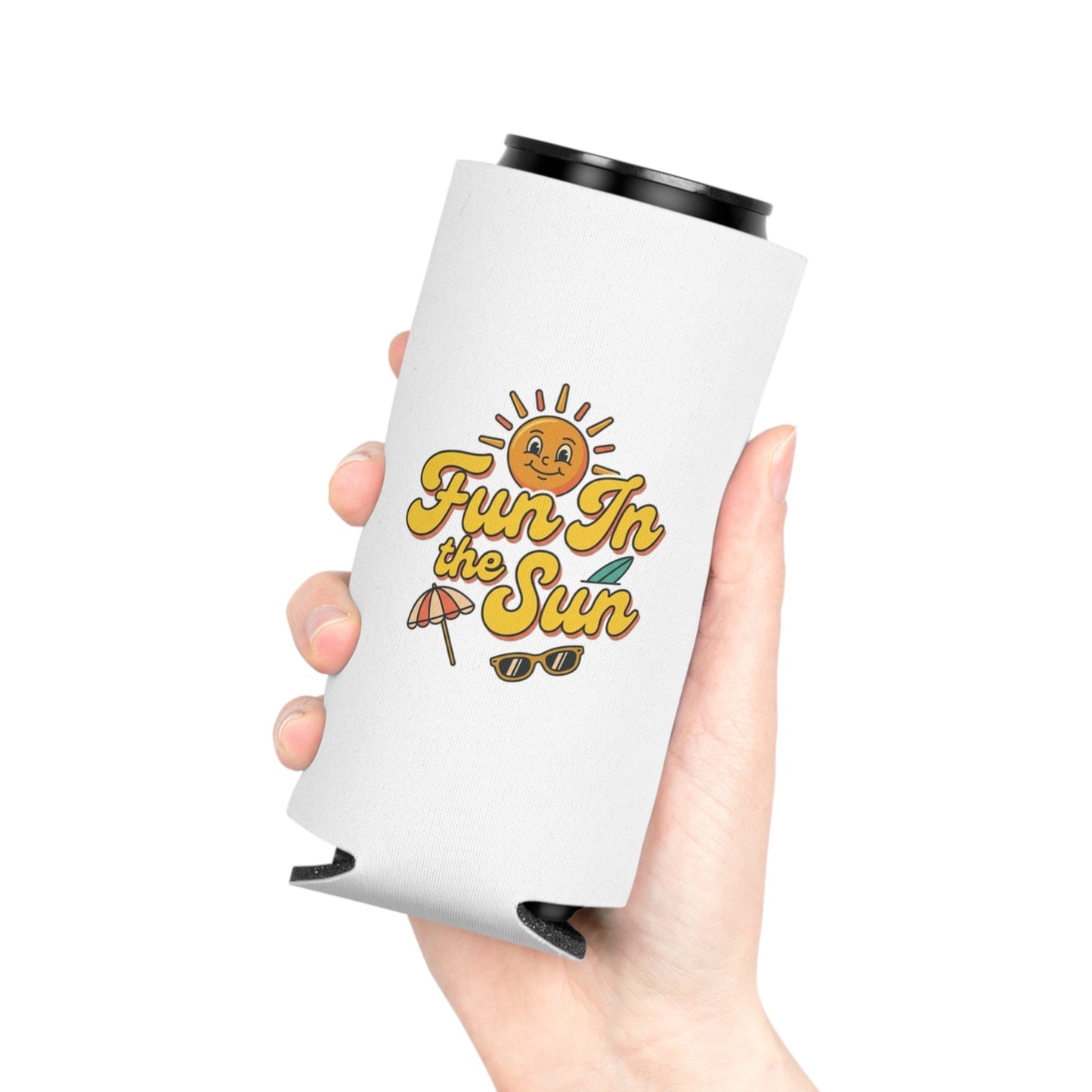 Can Cooler — "Fun in the Sun" Retro Sun Beach Drink Koozie