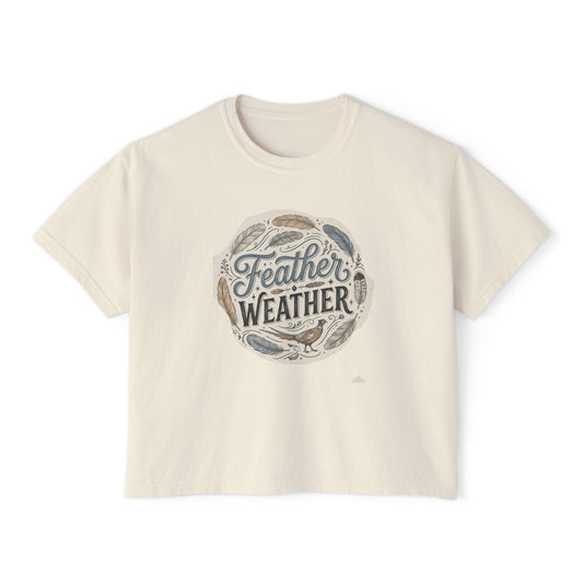 Feather Weather Women's Boxy Tee — Vintage Bird Nature Graphic