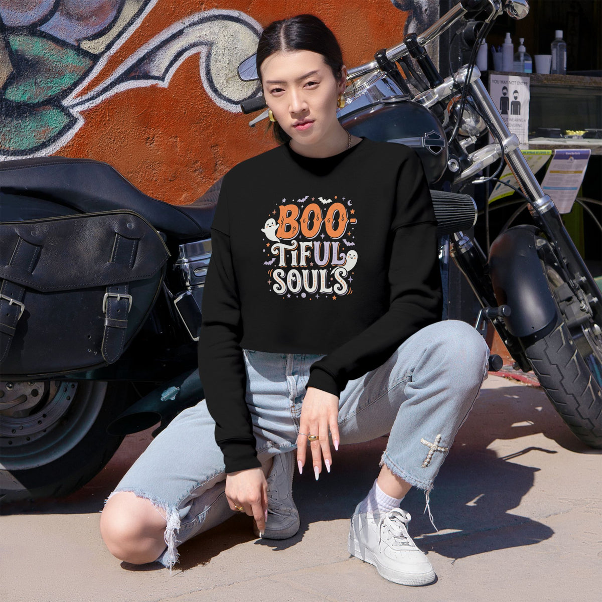 Boo tiful Souls Sweatshirt | Cropped Halloween Pullover