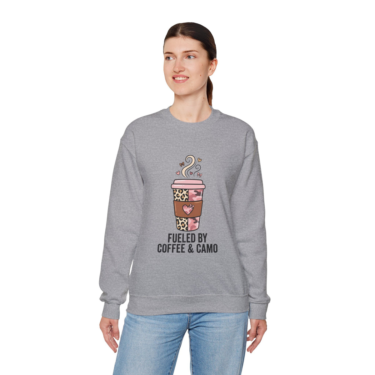 Coffee Lover Sweatshirt — Pink Leopard Coffee Cup Graphic Crewneck