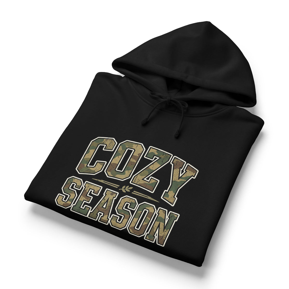 Cozy Season Hoodie — Women's Organic Mid-Weight Camo Lettering