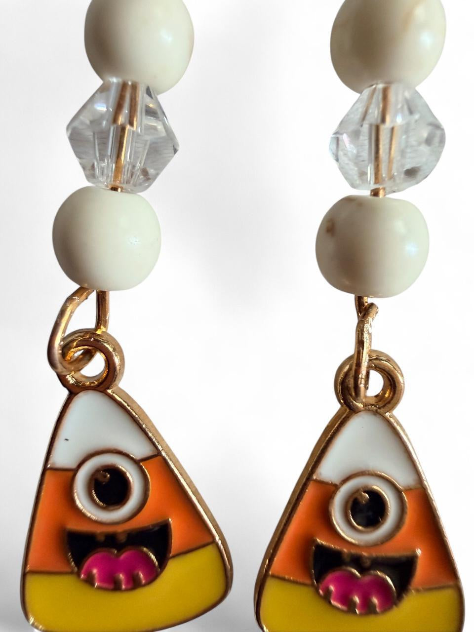 Boo-tiful Candy Corn Monster Earrings | Cute Halloween Candy Corn Dangle Earrings | Enamel Earrings | Boo-tiful Souls Collection