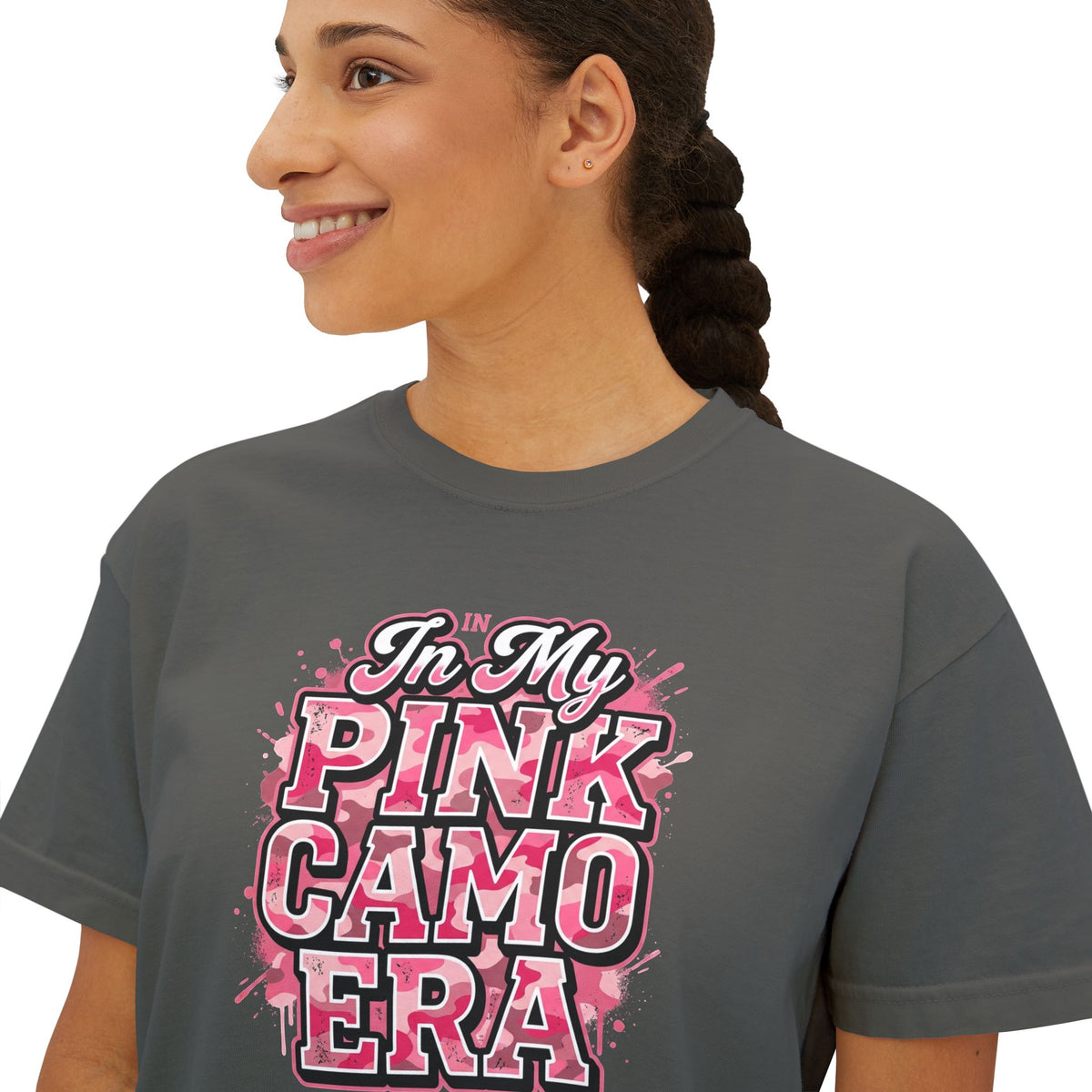 Pink Camo Tee — "In My Pink Camo Era" Women's Boxy Shirt