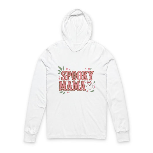 Hooded Long Sleeve Tee - "Spooky Mama" Cute Halloween Mom Graphic