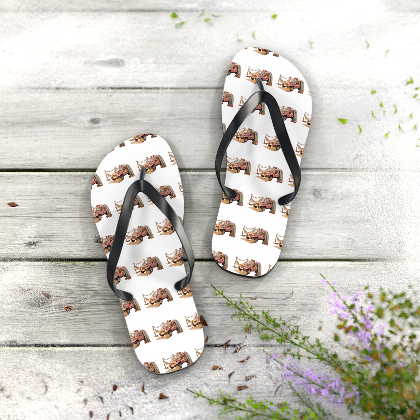 Rhino Pattern Flip Flops - Cute Rhinoceros Beach Sandals