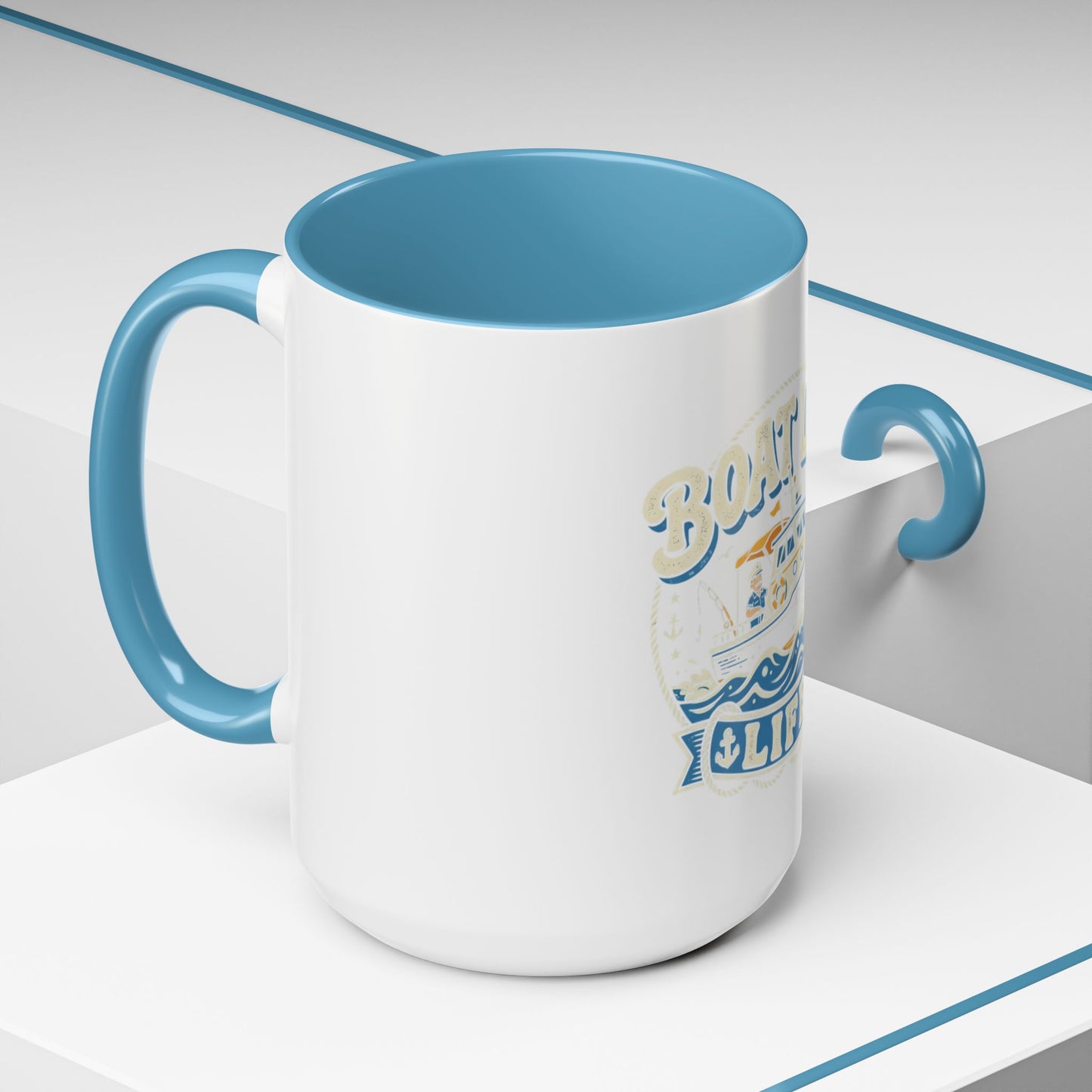 Boat Life Accent Coffee Mug — Nautical Marine Boat Lover Gift (11/15oz)