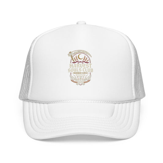 Harvest Souls Club Foam Trucker Hat - Vintage Farm Crest Mesh Cap