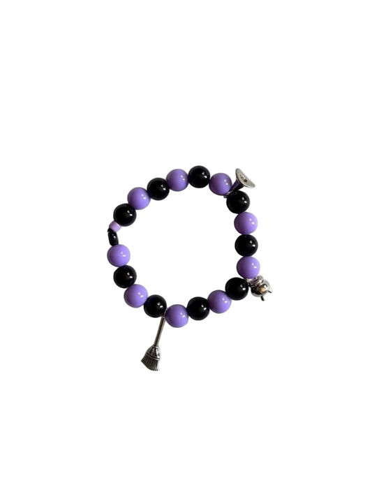 Boo-tiful Witchy Bead Bracelet | Purple & Black Halloween Bracelet with Charms | Boo-tiful Souls Collection