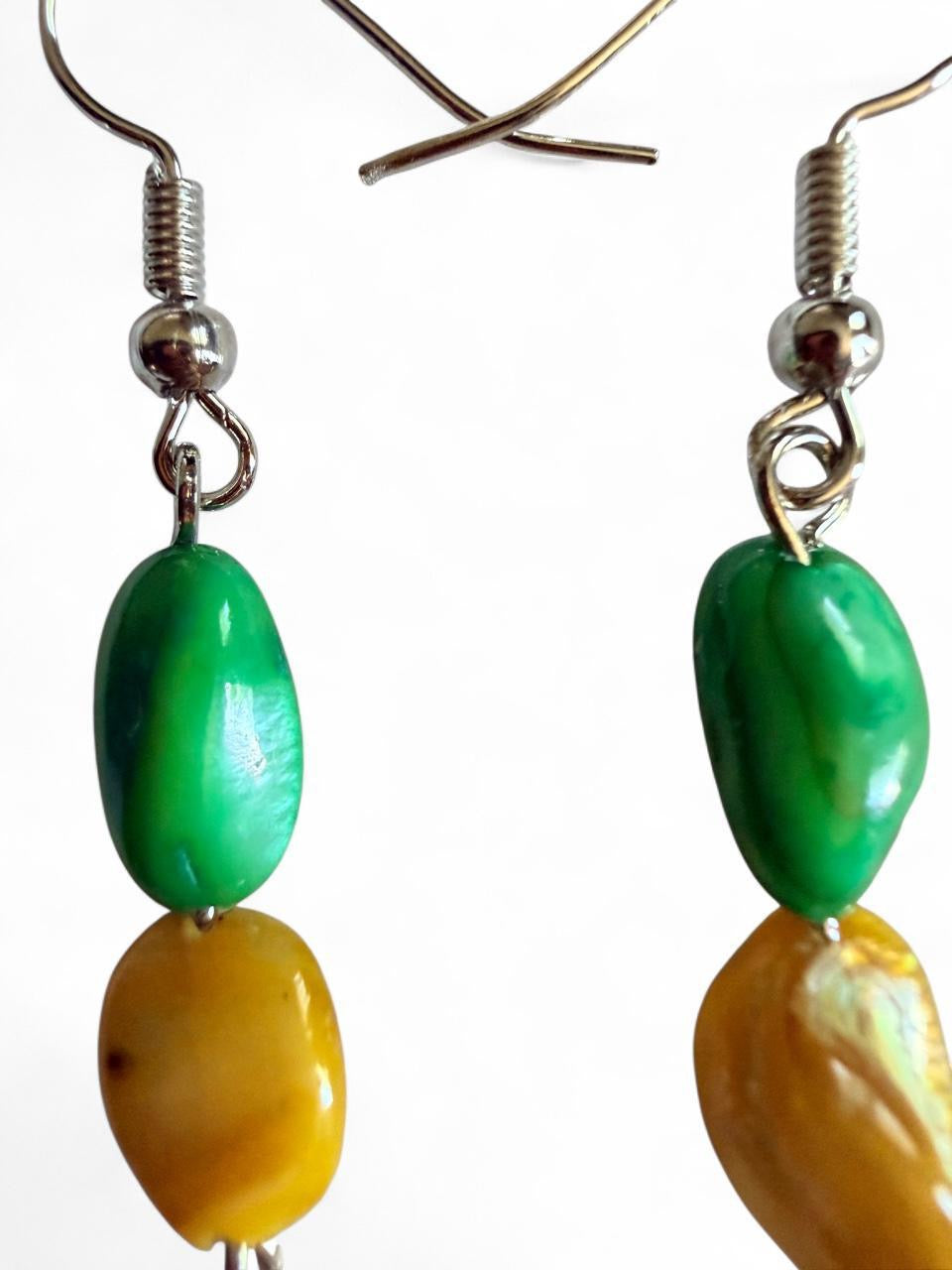 Harvest Leaf Dangle Earrings | Green & Gold Fall Leaf Earrings | The Harvest Souls Collection