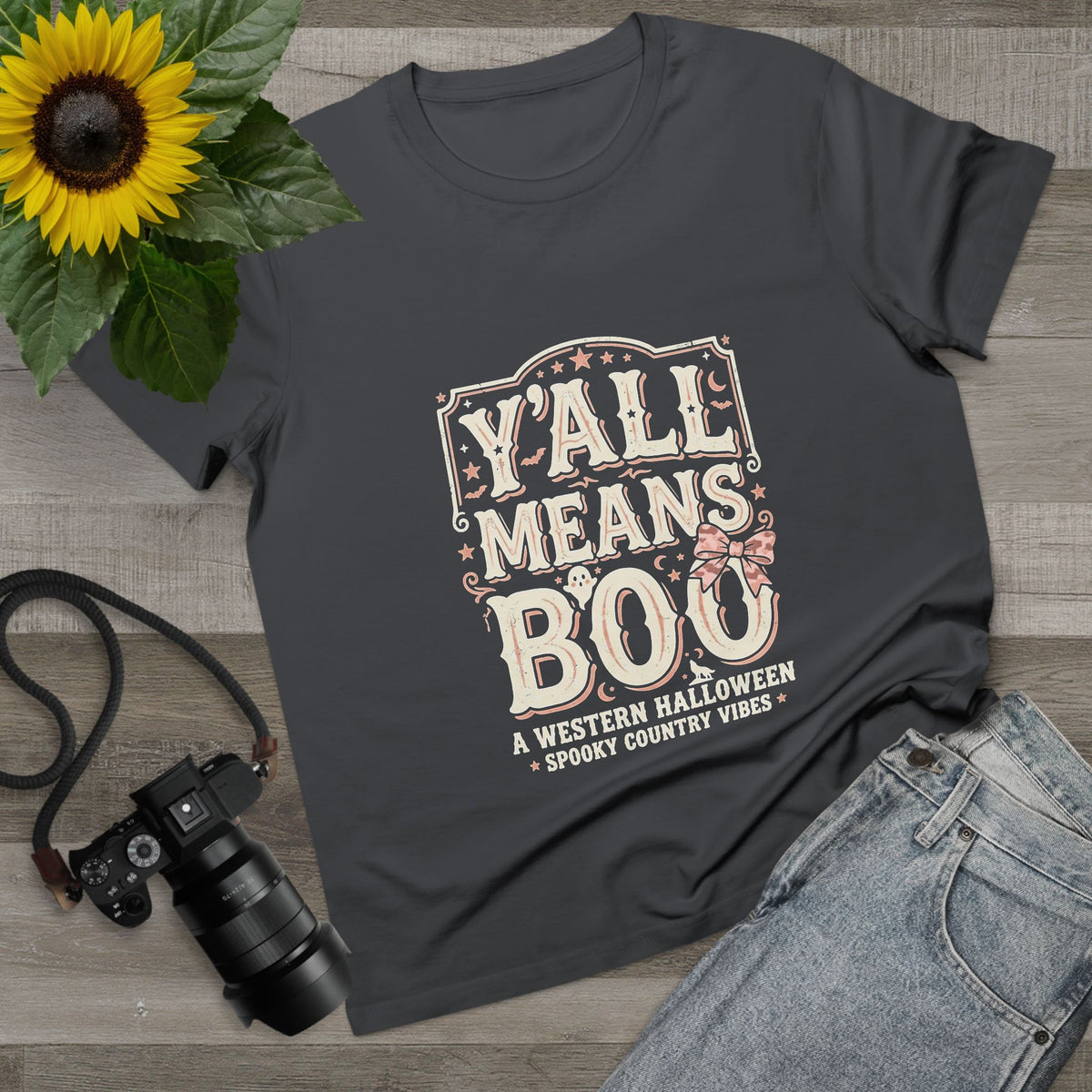 Women’s Tee - "Y'all Means Boo" Western Halloween Graphic Tee