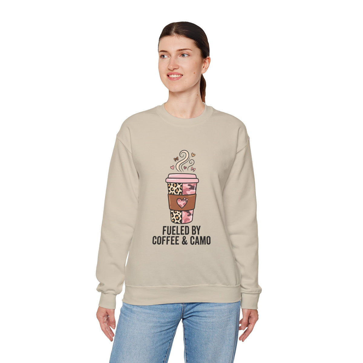 Coffee Lover Sweatshirt — Pink Leopard Coffee Cup Graphic Crewneck