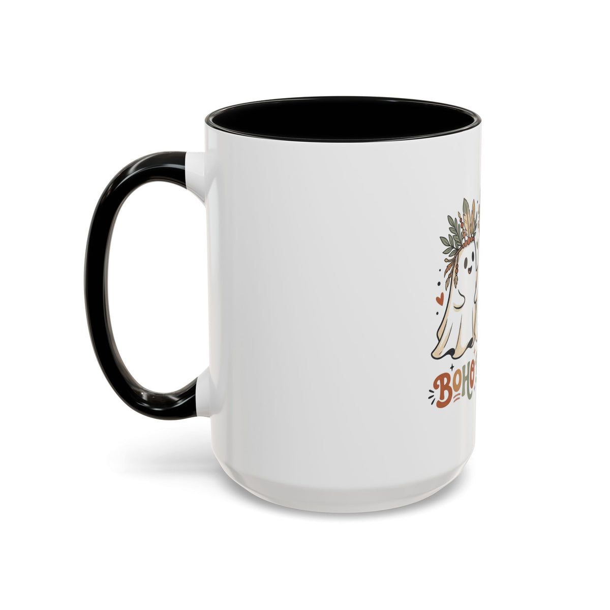 Boho Boo Crew Coffee Mug — Cute Halloween Ghosts with Feather Crowns (11/15oz)