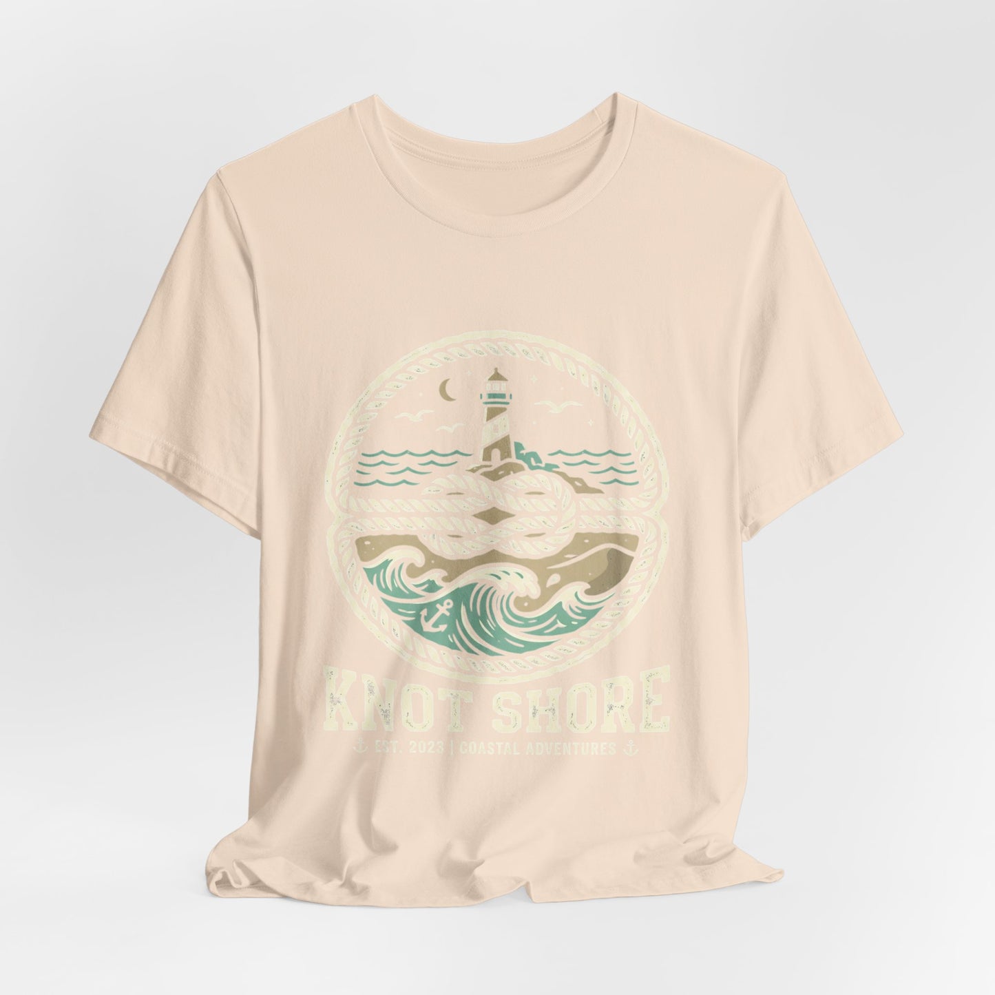 Knot Shore lighthouse rope waves T-Shirt | Coastal graphic tee