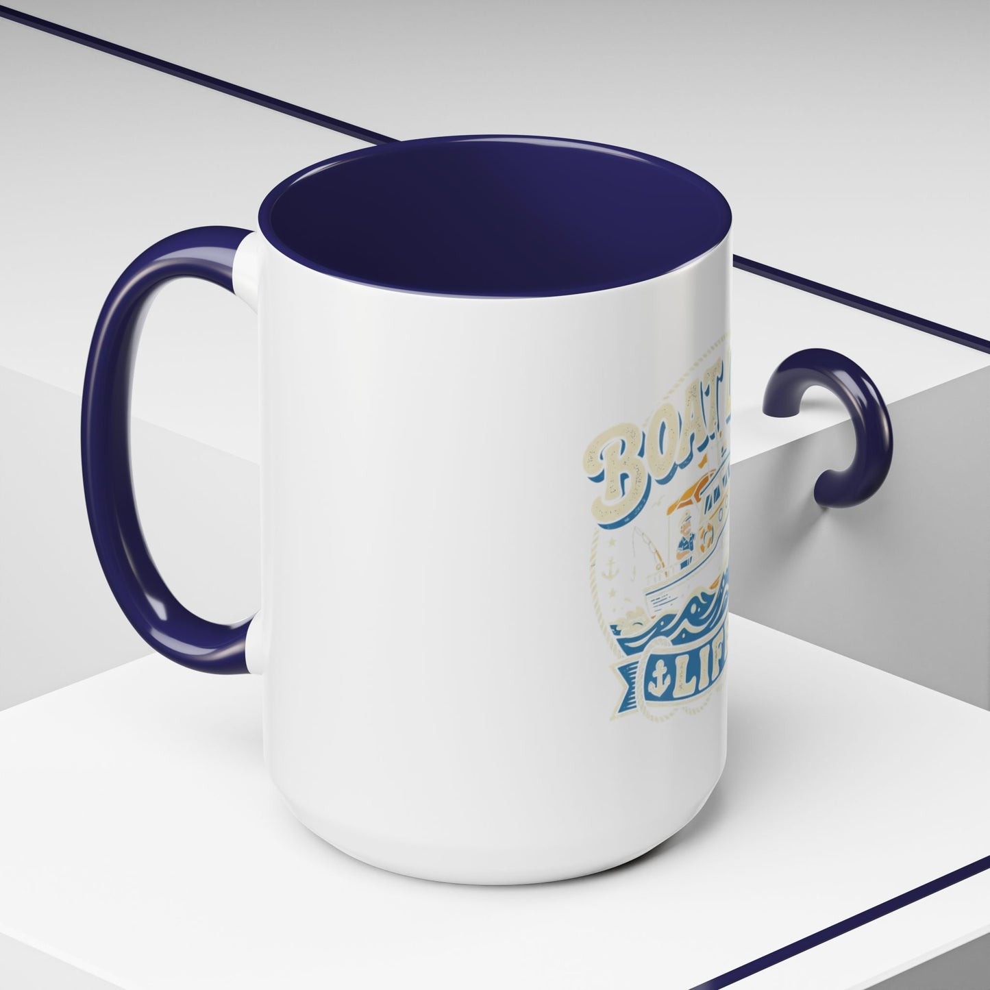 Boat Life Accent Coffee Mug — Nautical Marine Boat Lover Gift (11/15oz)