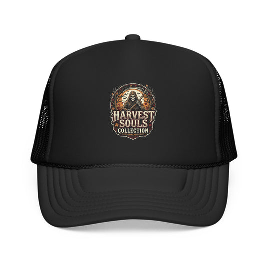 Harvest Souls Trucker Hat – Gothic Skull Foil Logo Cap