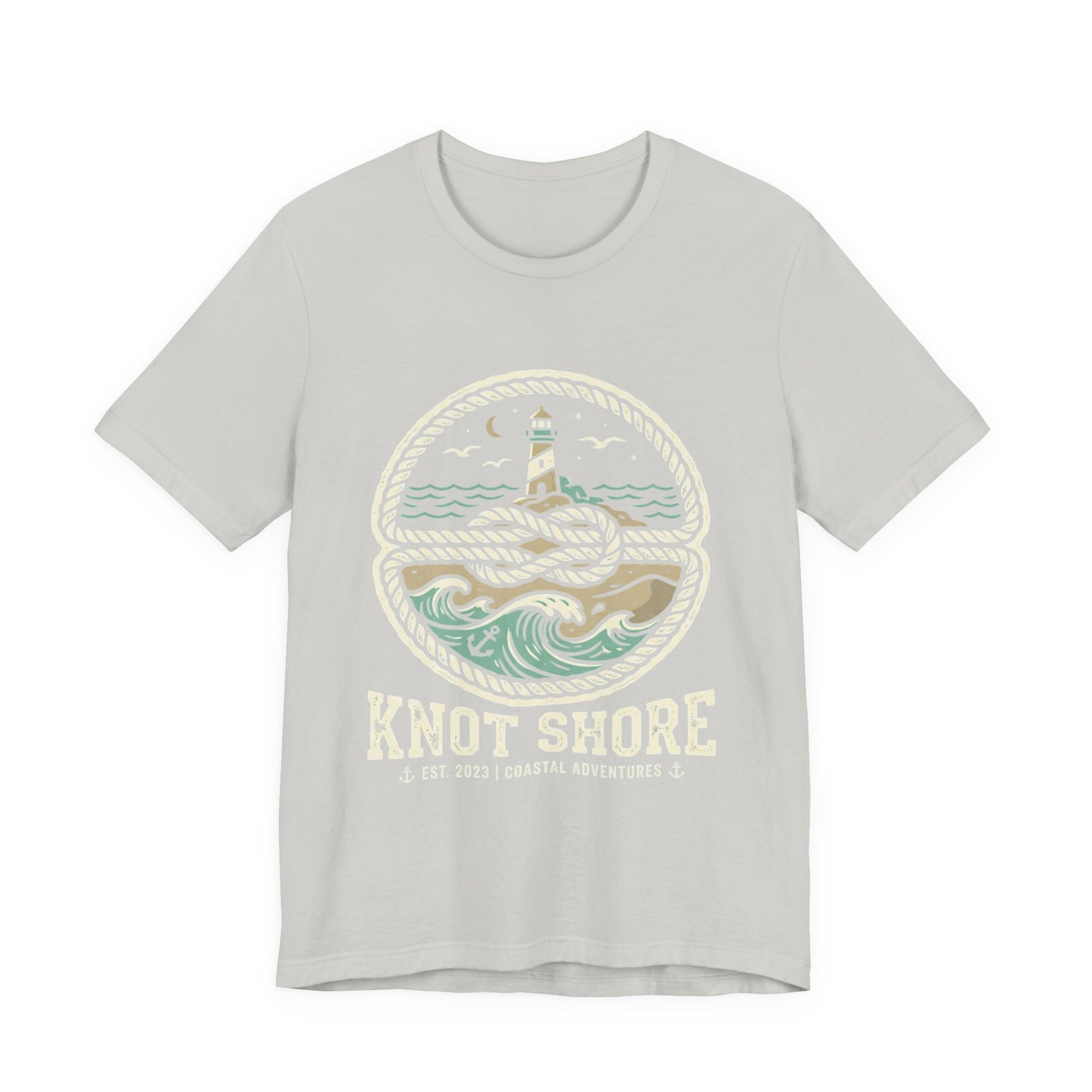 Knot Shore lighthouse rope waves T-Shirt | Coastal graphic tee