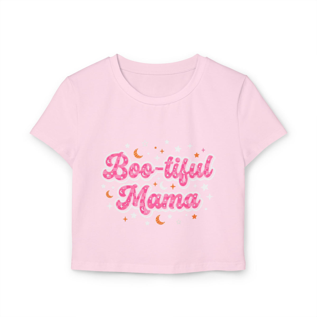 Boo-tiful Mama Baby Tee — Cute Pink Halloween Mama Crop Top
