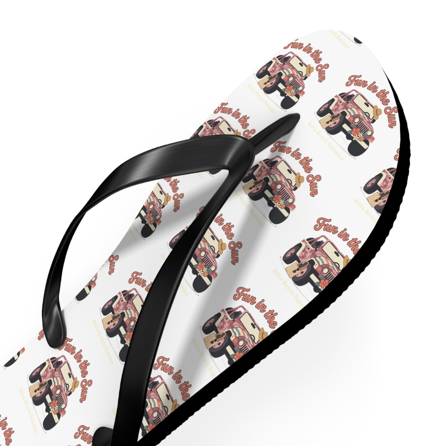 Retro Surf Wagon Flip Flops — "Good Vibes Only" Beach Sandals