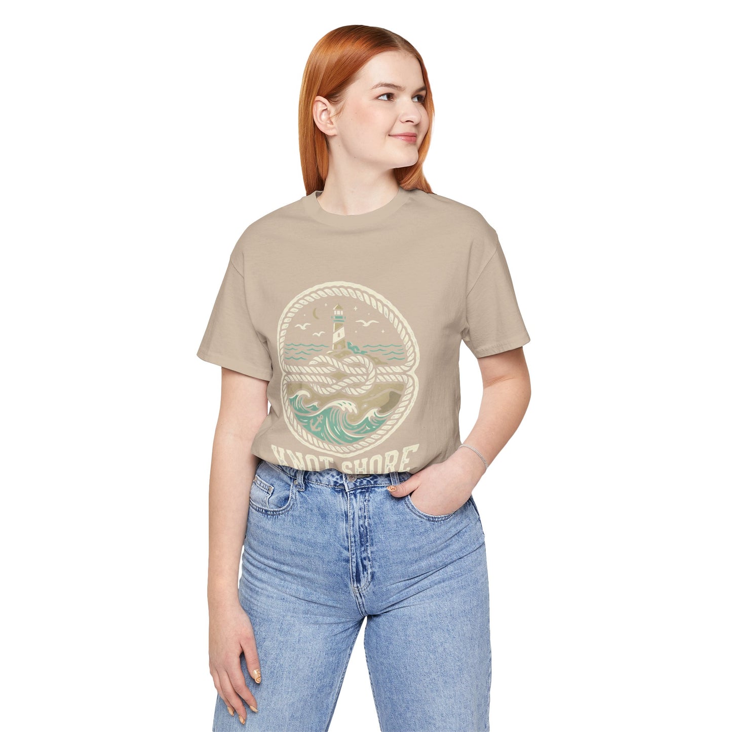 Knot Shore lighthouse rope waves T-Shirt | Coastal graphic tee