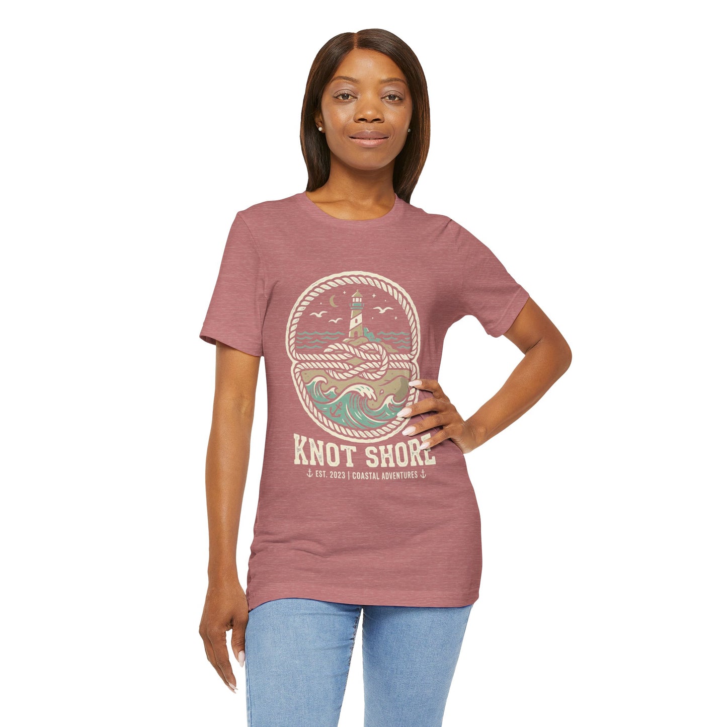 Knot Shore lighthouse rope waves T-Shirt | Coastal graphic tee