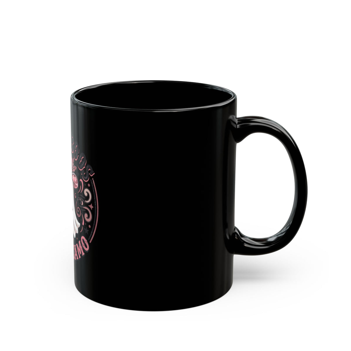 Roots Boots & Pink Camo ghost illustration Mug | Black ceramic mug