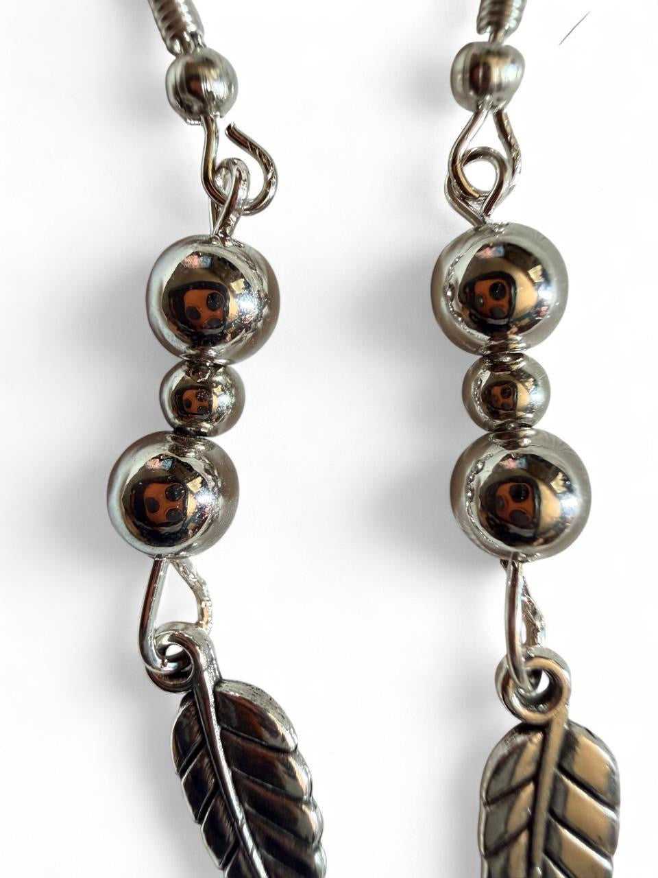 Handmade Silver Leaf Drop Earrings