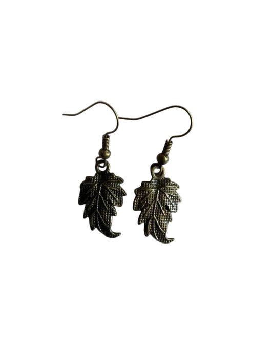 Maple Leaf Dangle Earrings - Antique Bronze - Handmade Fall Cottagecore