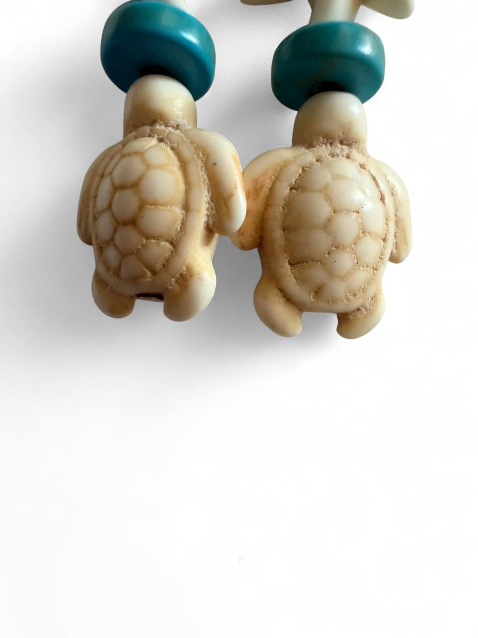 Handcrafted Cream Starfish & Sea Turtle Beaded Dangle Earrings