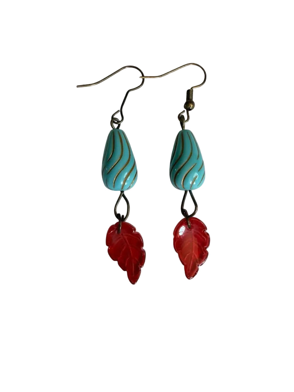 Harvest Souls – Turquoise Trail & Red Leaf Earrings