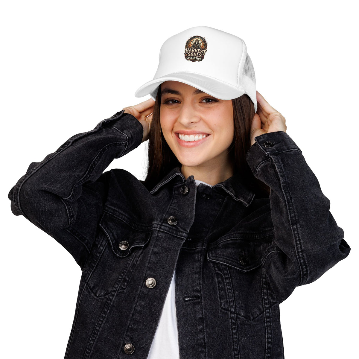 Harvest Souls Trucker Hat – Gothic Skull Foil Logo Cap