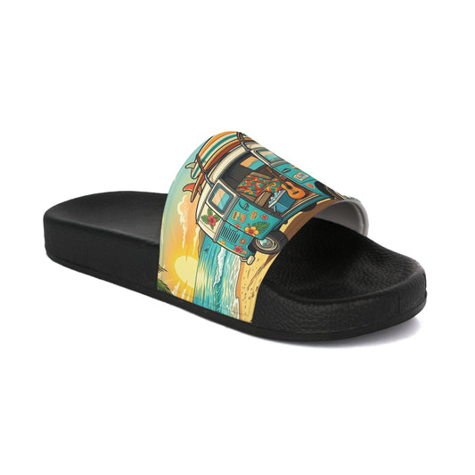 Beach Van Slide Sandals — Sunset Surf Graphic Women's Slides