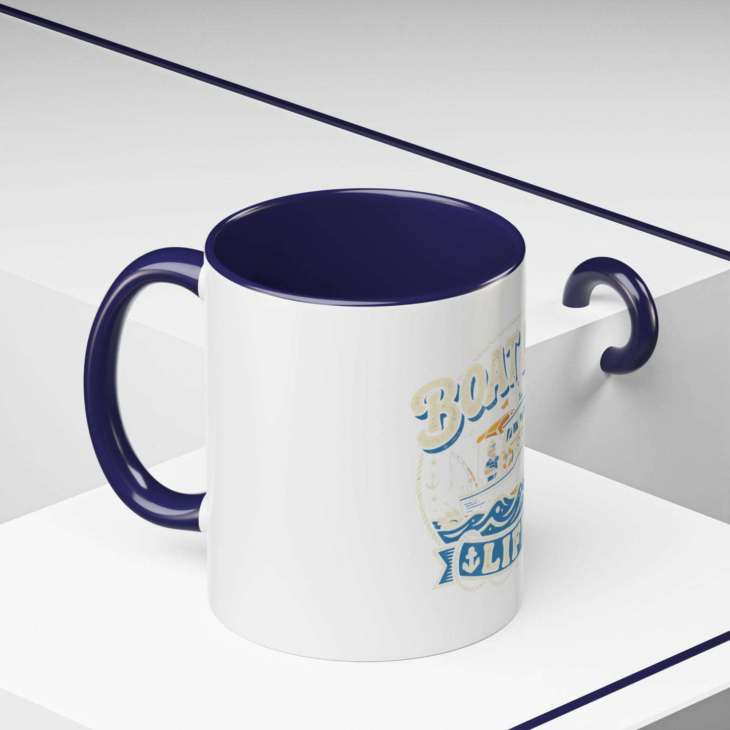 Boat Life Accent Coffee Mug — Nautical Marine Boat Lover Gift (11/15oz)