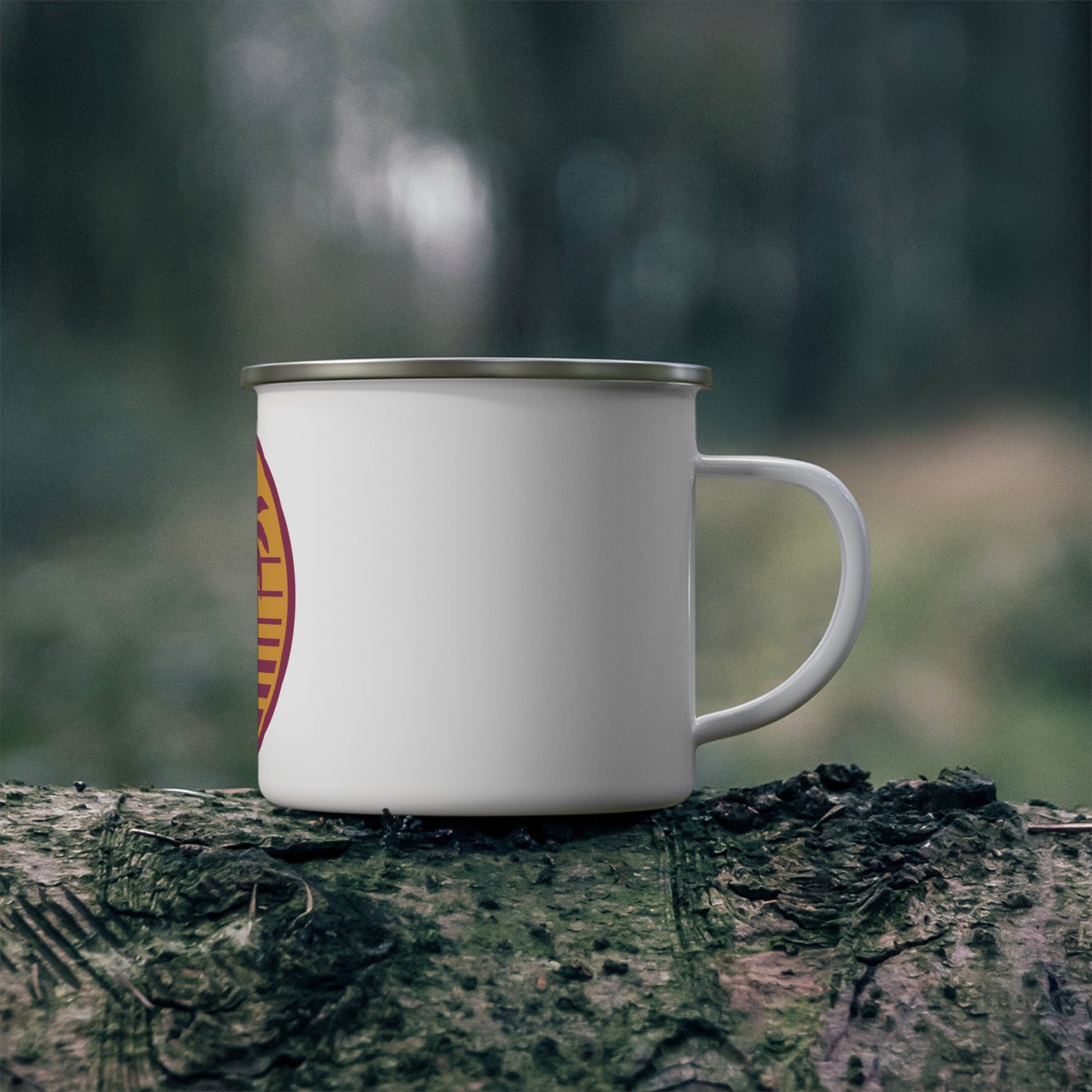 Enamel Mug — Retro Palm Sunset Camping Cup