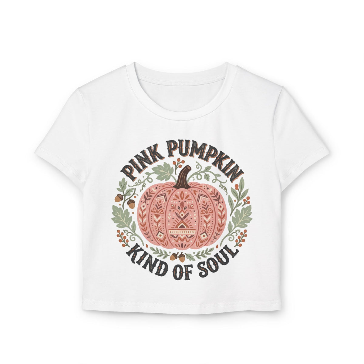 Pink Pumpkin Crop Tee — "Pink Pumpkin Kind of Soul" Autumn Graphic