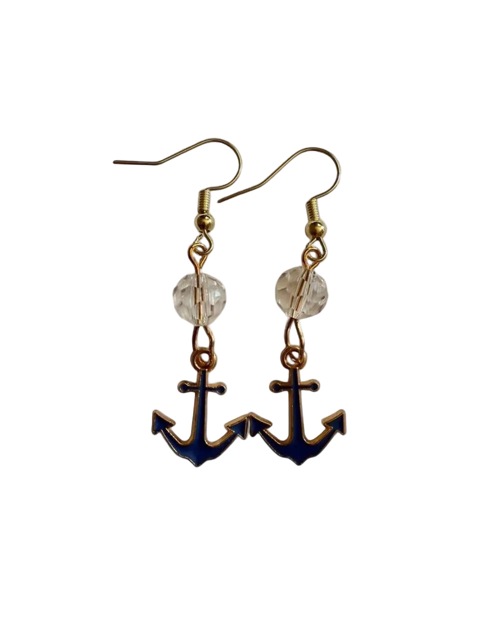End of Summer Americana Anchor Earrings - Navy Blue Nautical Dangle