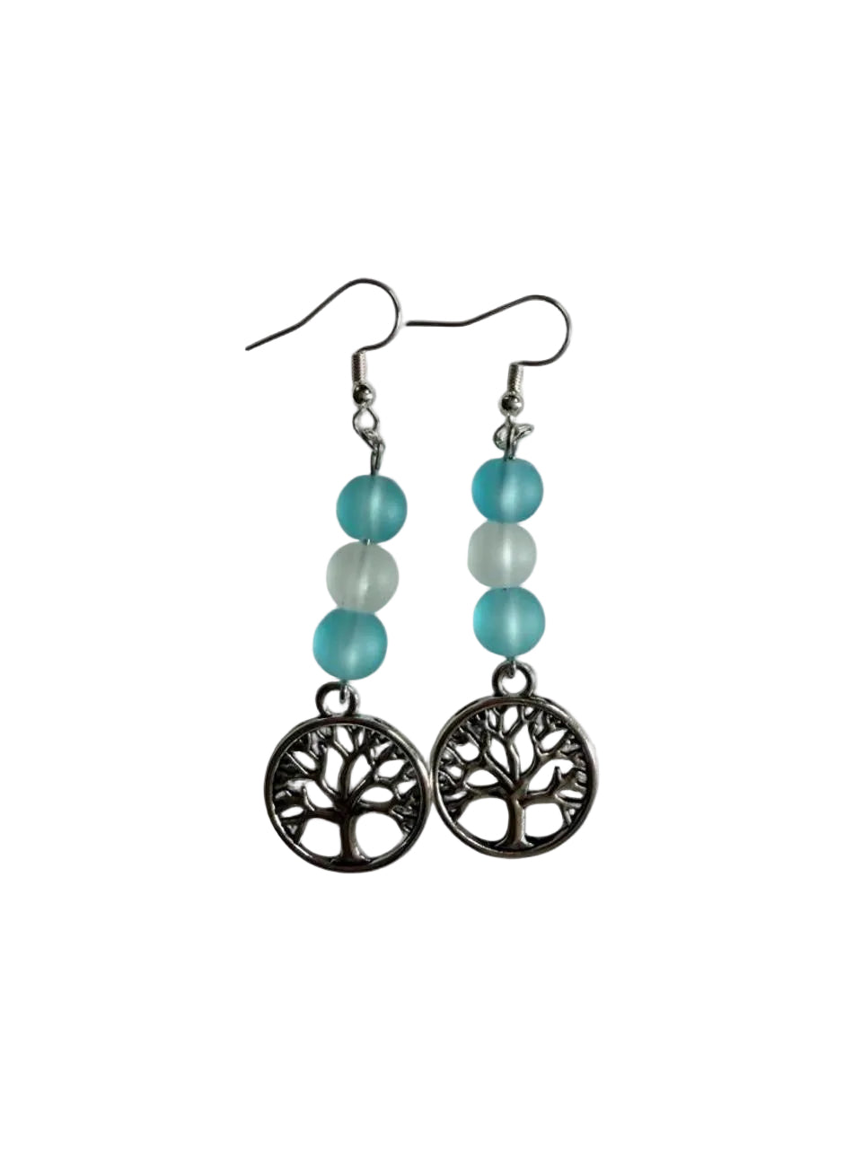 Tree of Life Sea Glass Dangle Earrings | Handmade Boho Jewelry