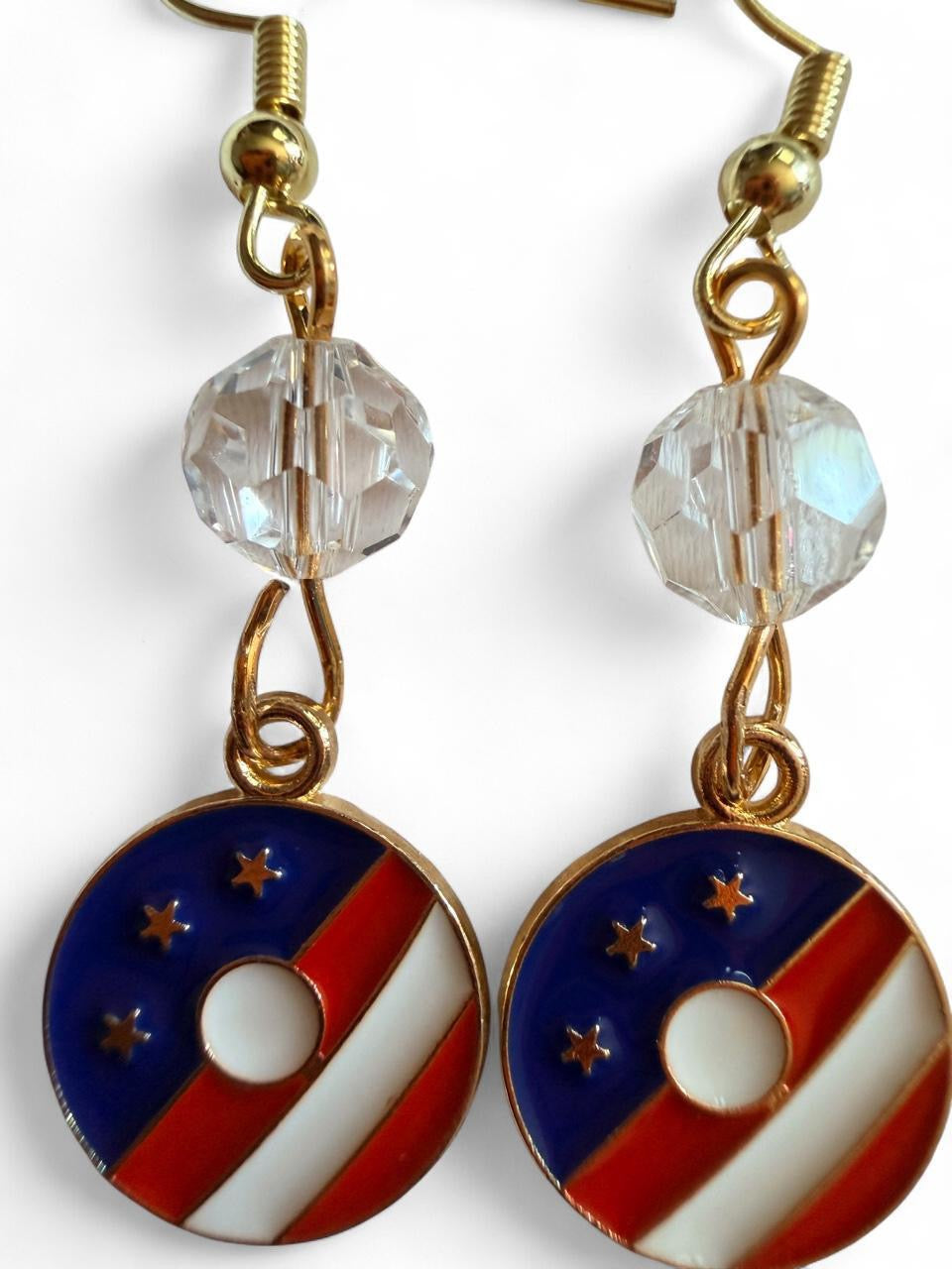 End of Summer Americana Donut Earrings - American Flag Donut Dangle