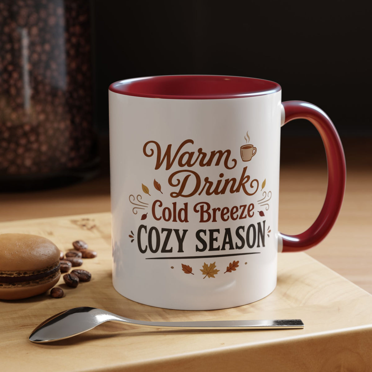 Cozy Season Accent Coffee Mug – "Warm Drink, Cold Breeze"