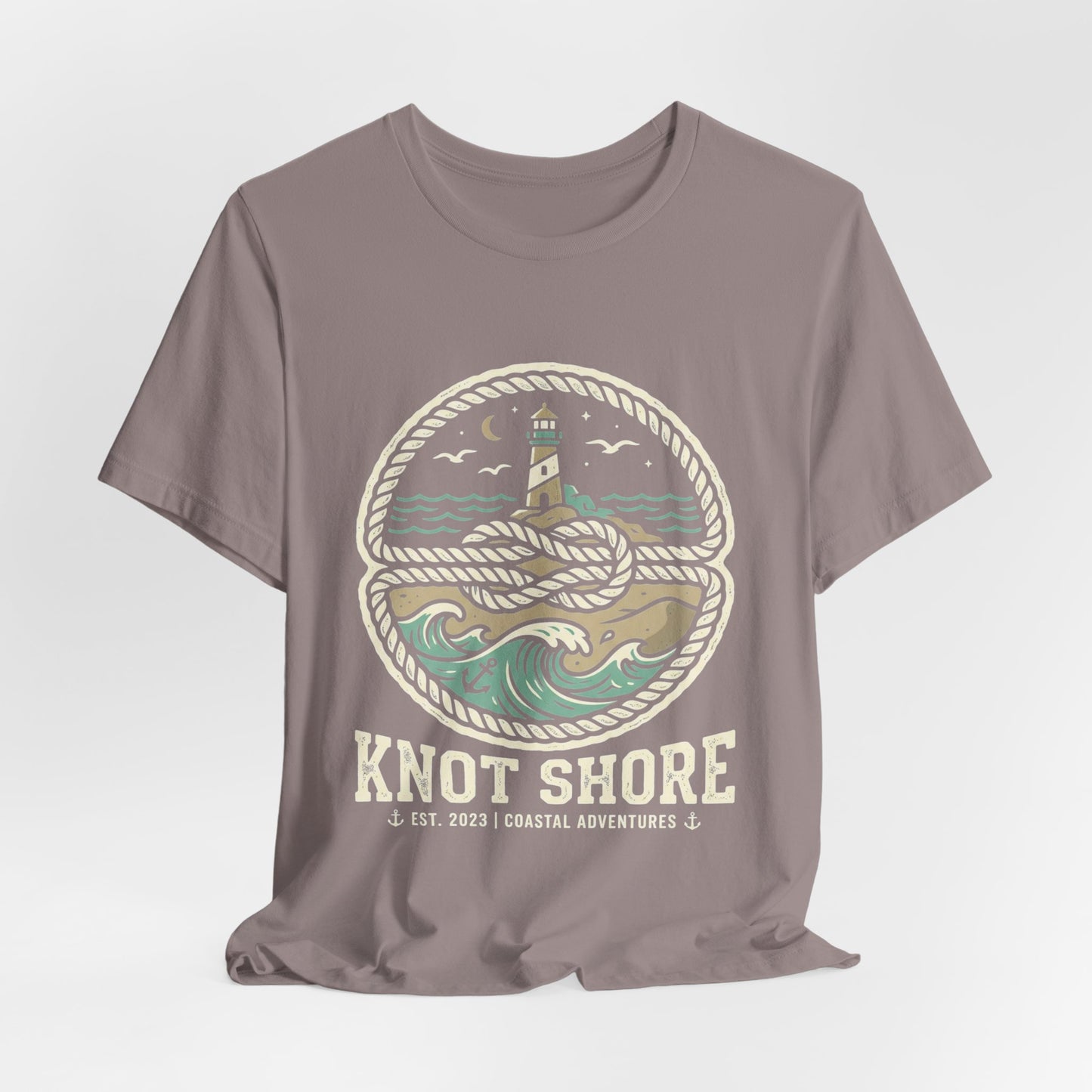 Knot Shore lighthouse rope waves T-Shirt | Coastal graphic tee