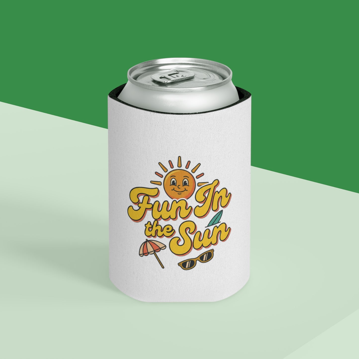 Can Cooler — "Fun in the Sun" Retro Sun Beach Drink Koozie