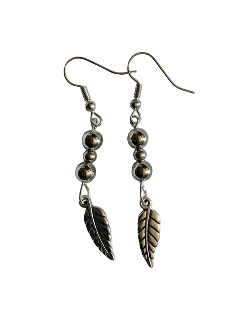 Handmade Silver Leaf Drop Earrings