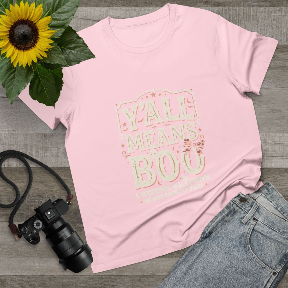 Women’s Tee - "Y'all Means Boo" Western Halloween Graphic Tee