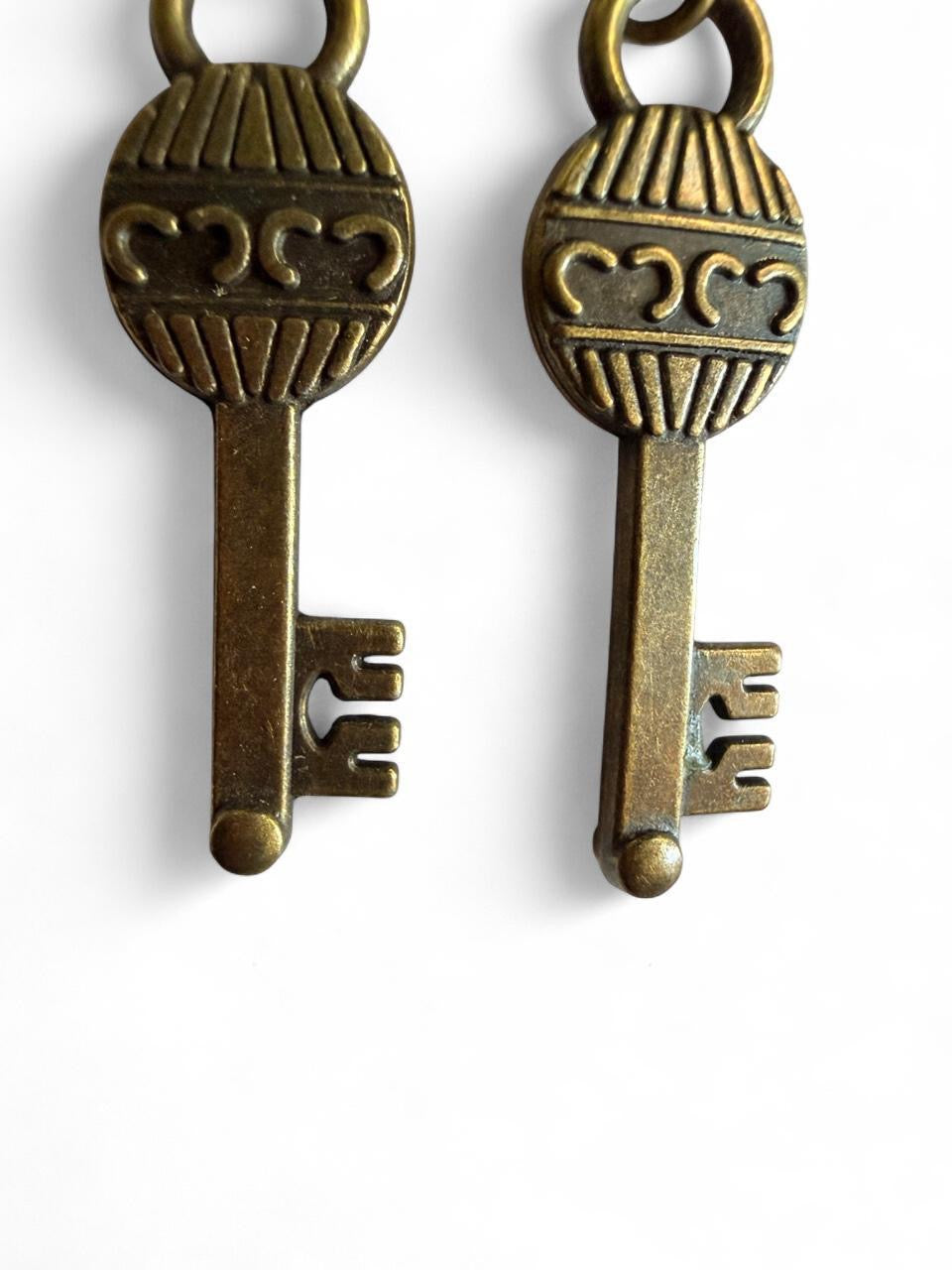 Handmade Bronze Skeleton Key Earrings – Vintage Statement Dangles
