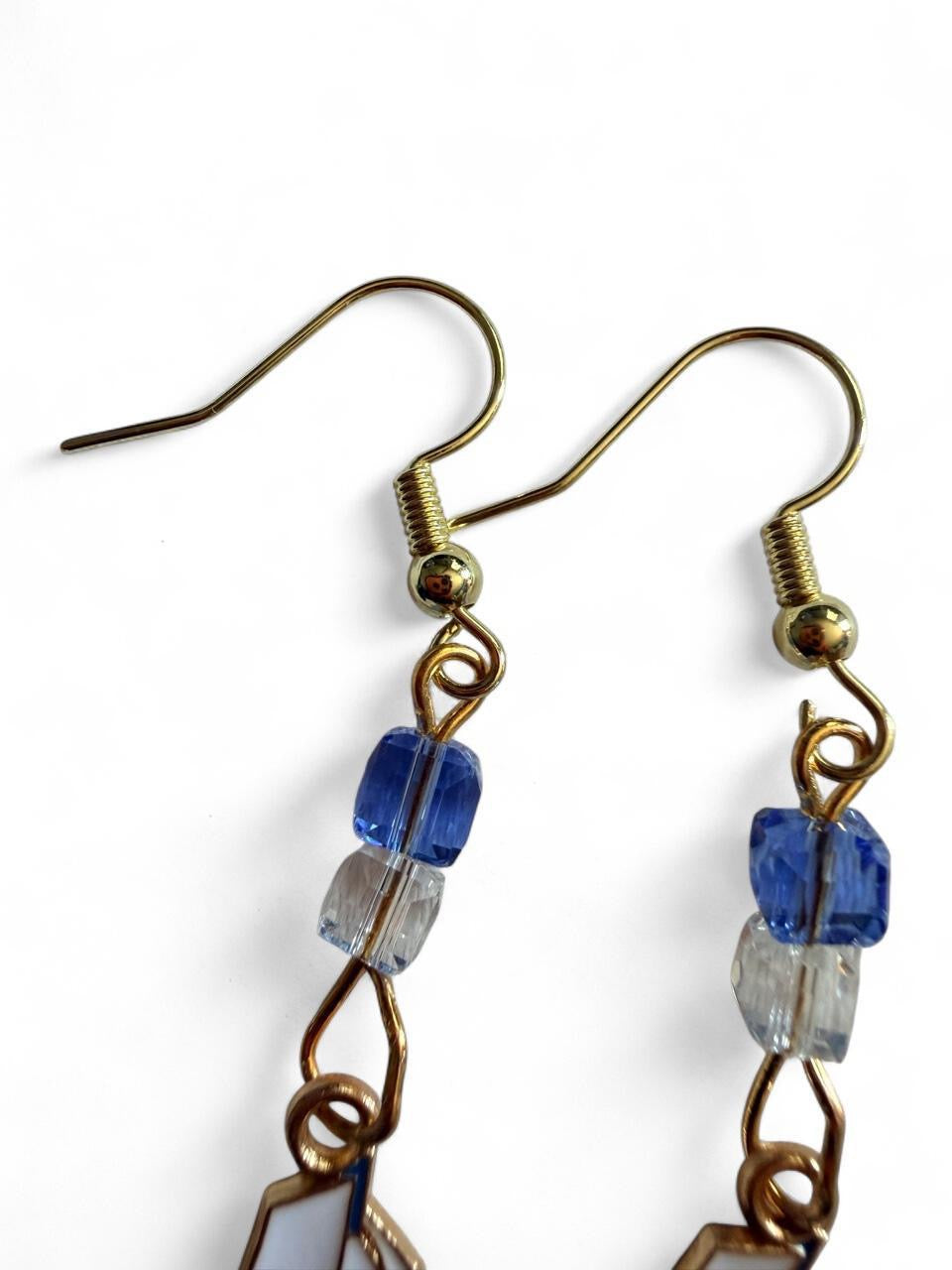 End of Summer Americana Sailboat Earrings - White and Blue Nautical Dangle