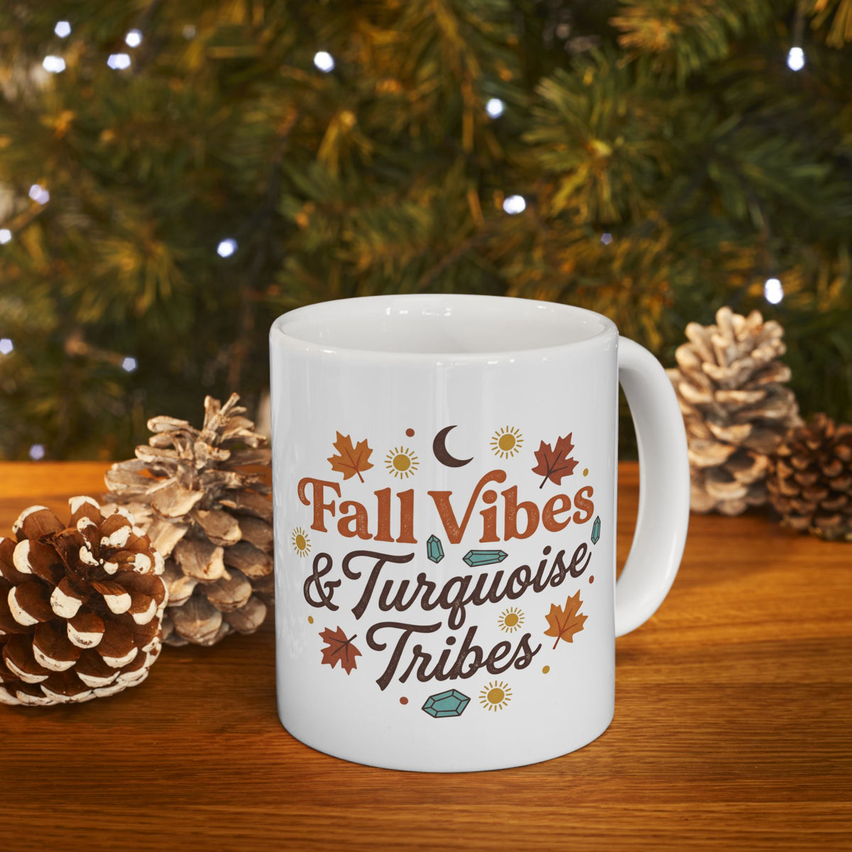 Fall Vibes Ceramic Mug - "Fallin' & Tumblein' Time" Autumn Leaves Coffee Cup (11oz/15oz)