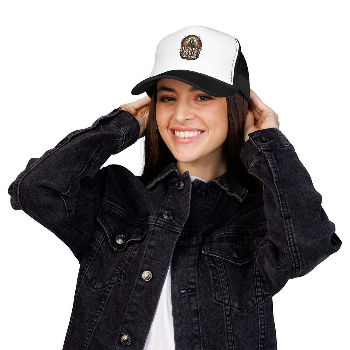 Harvest Souls Trucker Hat – Gothic Skull Foil Logo Cap