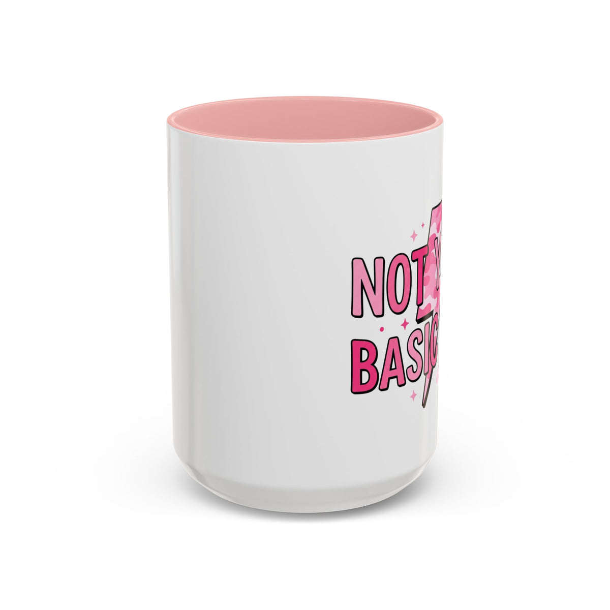 Not Your Basic Boo Coffee Mug — Cute Pink Ghost Accent Mug (11/15oz)